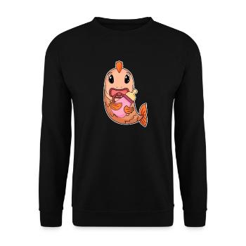 Baby Fisch Motiv - Unisex Pullover - Schwarz - Vorne - Alina (178cm) & Michal (187cm)