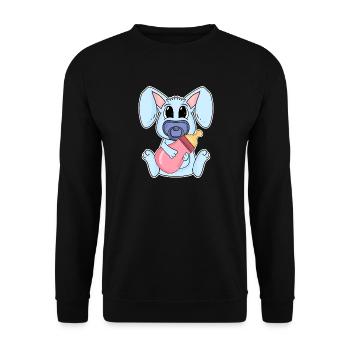 Baby Hase Motiv - Unisex Pullover - Schwarz - Vorne - Alina (178cm) & Michal (187cm)