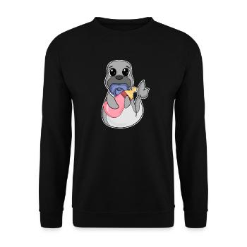 Baby Sea Lion Motif - Unisex Sweatshirt - black - Front - Alina (178cm) & Michal (187cm)