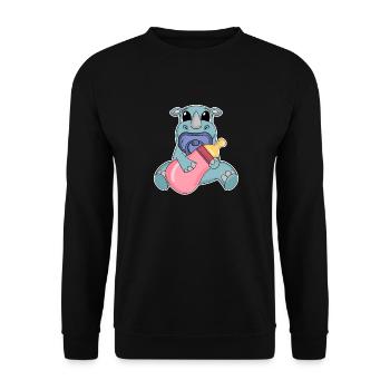 Baby Nashorn Motiv - Unisex Pullover - Schwarz - Vorne - Alina (178cm) & Michal (187cm)