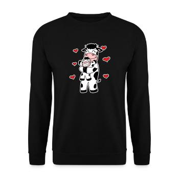 Cow Family - Cow with Baby - Cow Motif - Unisex Sweatshirt - black - Front - Alina (178cm) & Michal (187cm)