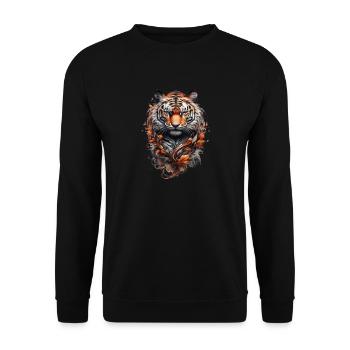 Tigerkopf-Stil Tribal-Tattoo - Unisex Pullover - Schwarz - Vorne - Alina (178cm) & Michal (187cm)