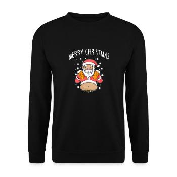 Weihnachtsmann Weihnachten Bier - Unisex Pullover - Schwarz - Vorne - Alina (178cm) & Michal (187cm)