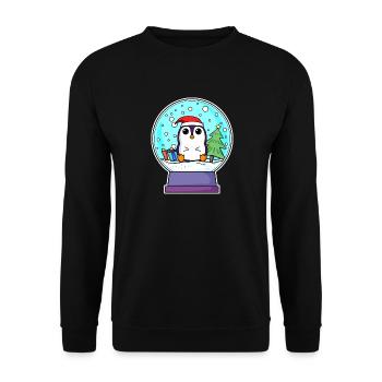 Pinguin Weihnachten - Unisex Pullover - Schwarz - Vorne - Alina (178cm) & Michal (187cm)