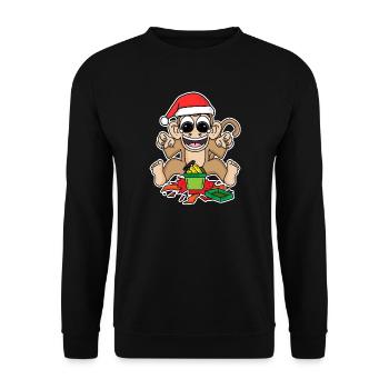 Singe avec chapeau de Noël - Sweat-shirt Unisexe - noir - Devant - Alina (178cm) & Michal (187cm)