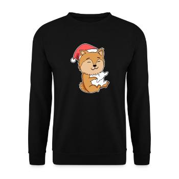 Zwergspitz Hund Tier Weihnachten - Unisex Pullover - Schwarz - Vorne - Alina (178cm) & Michal (187cm)