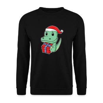 Crocodile avec bonnet de Père Noël - Sweat-shirt Unisexe - noir - Devant - Alina (178cm) & Michal (187cm)