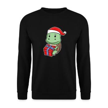 Tortue avec chapeau de Noël - Sweat-shirt Unisexe - noir - Devant - Alina (178cm) & Michal (187cm)
