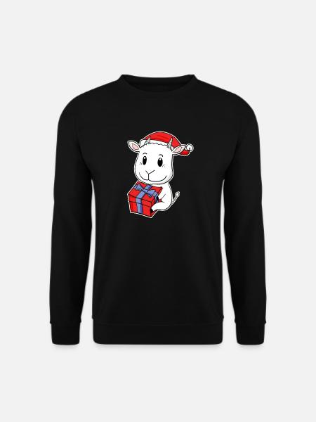 Goat with Santa Hat - Christmas - Unisex Sweatshirt - black