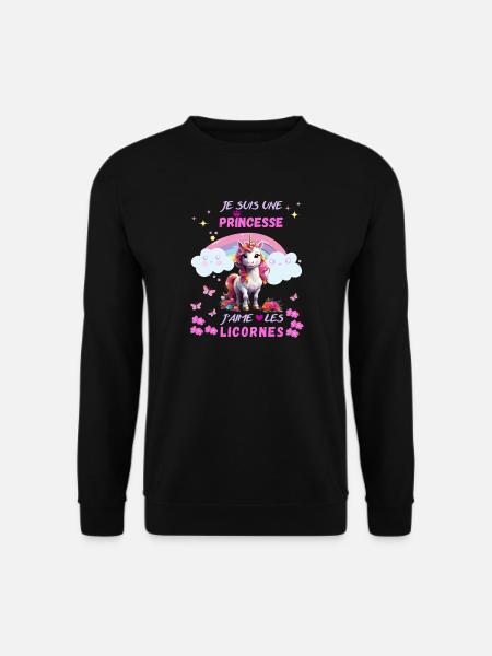 Ich bin eine Prinzessin, ich liebe Einhörner - Unisex Pullover - Schwarz