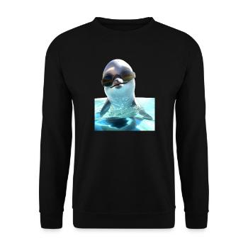 Dolphin Sunglasses Love Dolphins Cute Dolphin - Unisex Sweatshirt - black - Front - Alina (178cm) & Michal (187cm)