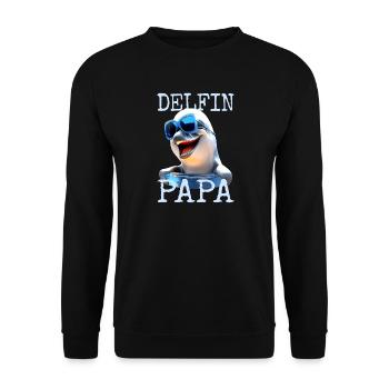 Dolphin Dad Daddy Dolphins Father's Day Dolphin Dad - Unisex Sweatshirt - black - Front - Alina (178cm) & Michal (187cm)