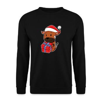 Antilope avec chapeau de Père Noël - Sweat-shirt Unisexe - noir - Devant - Alina (178cm) & Michal (187cm)