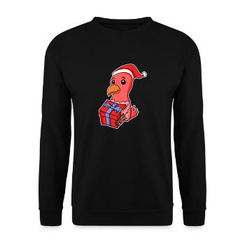 Poulet avec bonnet de Père Noël et cadeau de Noël - Sweat-shirt Unisexe - noir - Devant - Alina (178cm) & Michal (187cm)