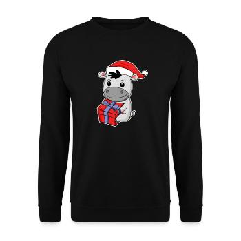 Esel mit Weihnachtsmütze - Weihnachten - Unisex Pullover - Schwarz - Vorne - Alina (178cm) & Michal (187cm)