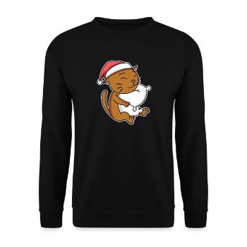 Cat, Cute, Abyssinian Cat, Tired, Christmas - Unisex Sweatshirt - black - Front - Alina (178cm) & Michal (187cm)