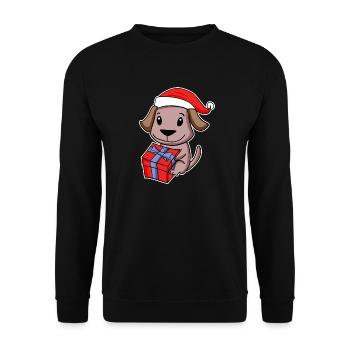 Chien avec chapeau de père Noël et cadeau de Noël - Sweat-shirt Unisexe - noir - Devant - Alina (178cm) & Michal (187cm)