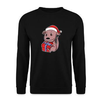 Kangourou avec bonnet de père Noël et cadeau de Noël - Sweat-shirt Unisexe - noir - Devant - Alina (178cm) & Michal (187cm)