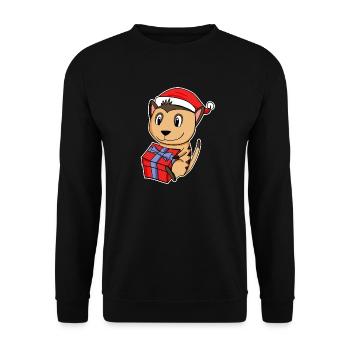 Suricate avec chapeau de Père Noël - Noël - Sweat-shirt Unisexe - noir - Devant - Alina (178cm) & Michal (187cm)