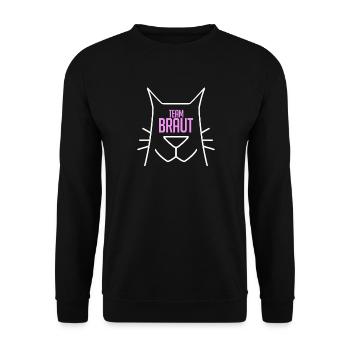 Team Bride Katze Motiv - Unisex Pullover - Schwarz - Vorne - Alina (178cm) & Michal (187cm)