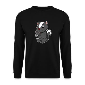 Skunk Family - Skunk with Baby - Unisex Sweatshirt - black - Front - Alina (178cm) & Michal (187cm)
