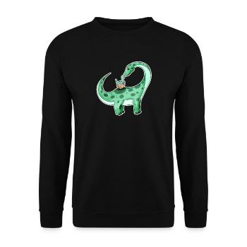 Dinosaure avec bébé dinosaure - Dino - Sweat-shirt Unisexe - noir - Devant - Alina (178cm) & Michal (187cm)