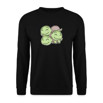 Schildkröte Motiv - Unisex Pullover - Schwarz - Vorne - Alina (178cm) & Michal (187cm)