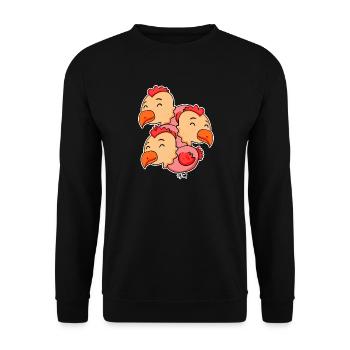 Cute Chickens - Chicken Motif - Unisex Sweatshirt - black - Front - Alina (178cm) & Michal (187cm)