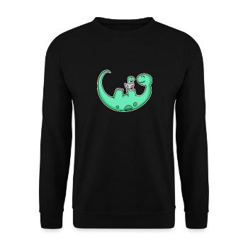 Dinosaure avec bébé dinosaure - Dino - Sweat-shirt Unisexe - noir - Devant - Alina (178cm) & Michal (187cm)