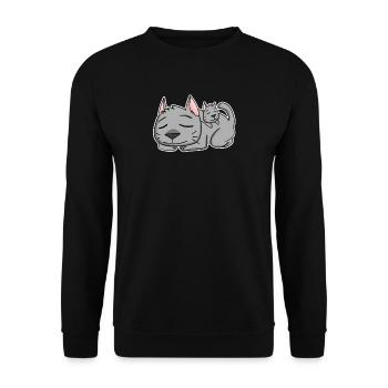 Famille Chat - Chat avec bébé - Parent isolé - Sweat-shirt Unisexe - noir - Devant - Alina (178cm) & Michal (187cm)