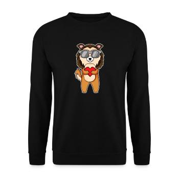 Dog with heart and glasses - Unisex Sweatshirt - black - Front - Alina (178cm) & Michal (187cm)