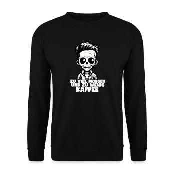 Kaffee Spruch T-Shirt Design - Unisex Pullover - Schwarz - Vorne - Alina (178cm) & Michal (187cm)