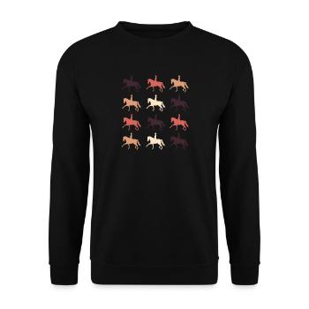 Dressurpferd - Unisex Pullover - Schwarz - Vorne - Alina (178cm) & Michal (187cm)