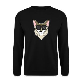 Singapura Katze mit Brille - coole Katze - Unisex Pullover - Schwarz - Vorne - Alina (178cm) & Michal (187cm)