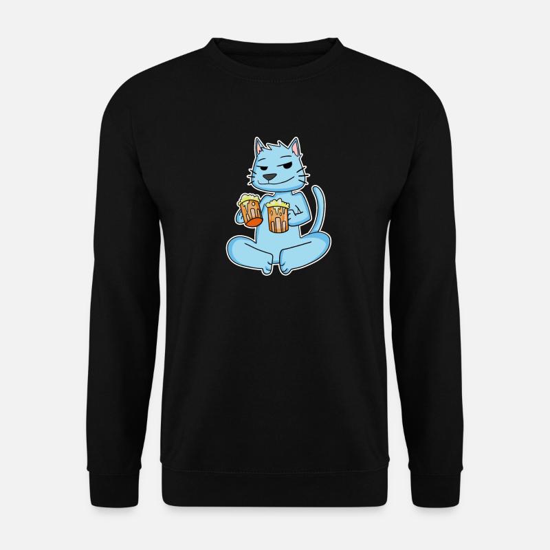 Cat with beer - Unisex Sweatshirt - black