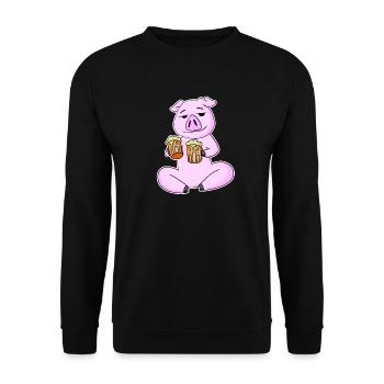 Pork with beer - Unisex Sweatshirt - black - Front - Alina (178cm) & Michal (187cm)
