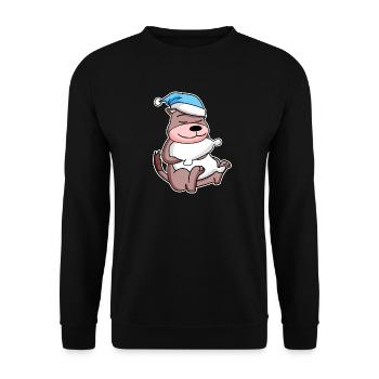 Weasel with pillow and sleepy cap - Unisex Sweatshirt - black - Front - Alina (178cm) & Michal (187cm)