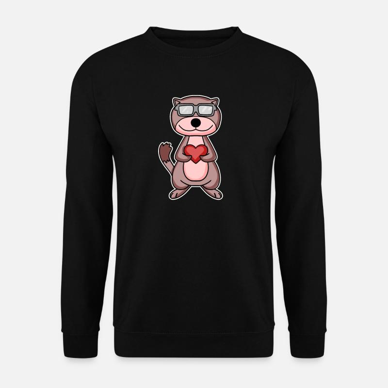 Wiesel mit Herz und Brille - Unisex Pullover - Schwarz