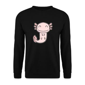 Axolotl Motiv Kinder Niedlich - Unisex Pullover - Schwarz - Vorne - Alina (178cm) & Michal (187cm)