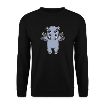 Hippo Dumbbell Training Strength Training Fitness - Unisex Sweatshirt - black - Front - Alina (178cm) & Michal (187cm)
