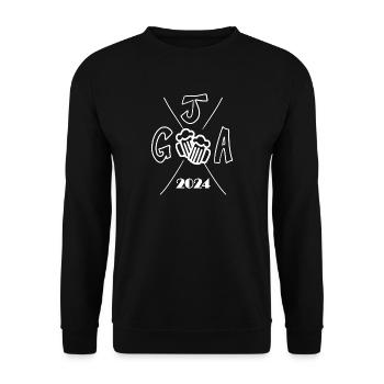 2024 Junggesellenabschied Crew Feier - Unisex Pullover - Schwarz - Vorne - Alina (178cm) & Michal (187cm)