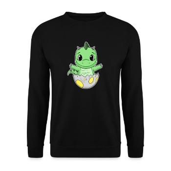 Dinosaurier Ei Dino Baby Motiv - Unisex Pullover - Schwarz - Vorne - Alina (178cm) & Michal (187cm)