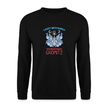 Grömitz Spruch - Unisex Pullover - Schwarz - Vorne - Alina (178cm) & Michal (187cm)