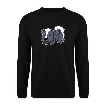 Skunk Family - Skunk with Baby - Unisex Sweatshirt - black - Front - Alina (178cm) & Michal (187cm)