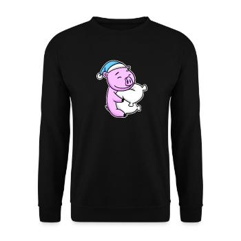 Cochon avec oreiller et bonnet somnolent - Sweat-shirt Unisexe - noir - Devant - Alina (178cm) & Michal (187cm)