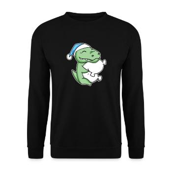 Crocodile with pillow and sleepy cap - Unisex Sweatshirt - black - Front - Alina (178cm) & Michal (187cm)