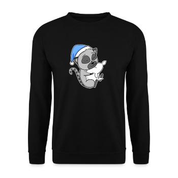 Lémurien avec oreiller et bonnet somnolent - Sweat-shirt Unisexe - noir - Devant - Alina (178cm) & Michal (187cm)