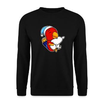Parrot with pillow and sleepy cap - Unisex Sweatshirt - black - Front - Alina (178cm) & Michal (187cm)