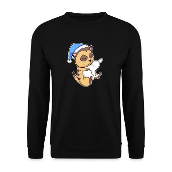 Meerkat with pillow and sleepy cap - Unisex Sweatshirt - black - Front - Alina (178cm) & Michal (187cm)