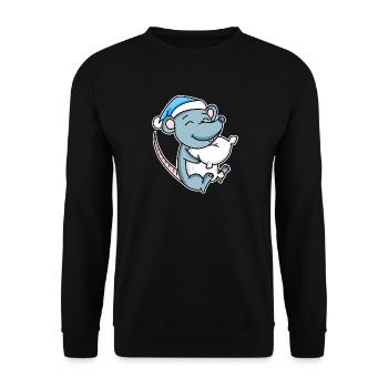 Souris avec oreiller et bonnet somnolent - Sweat-shirt Unisexe - noir - Devant - Alina (178cm) & Michal (187cm)